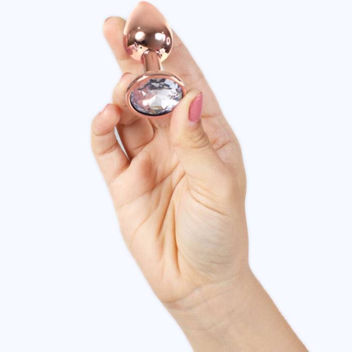SECRET PLAY - BUTT PLUG DE METAL OURO ROSE TAMANHO PEQUENO 7 CM