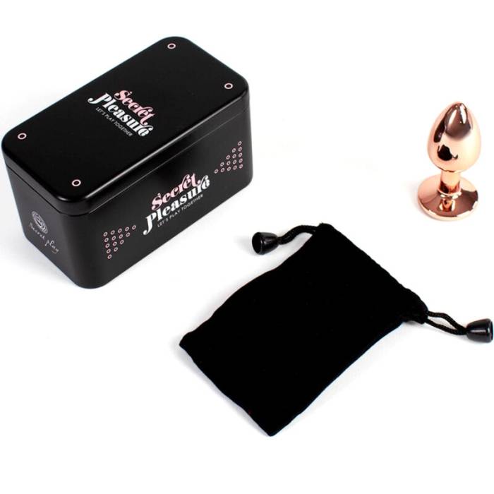 SECRET PLAY - BUTT PLUG DE METAL OURO ROSE TAMANHO PEQUENO 7 CM