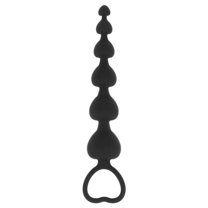 BLACK&SILVER - MILA SILICONE ANAL HEART-BEADS 18 CM