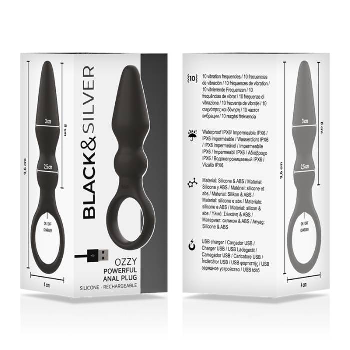 BLACK&SILVER - OZZY POWERFUL ANAL PLUG SILICONE
