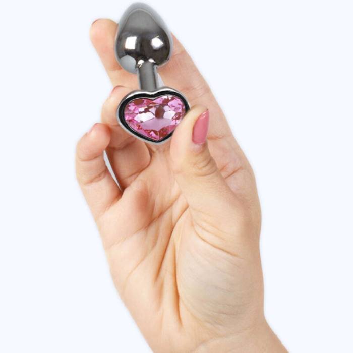 SECRET PLAY - METAL BUTT PLUG FÚCSIA CORAÇÃO TAMANHO PEQUENO 7 CM