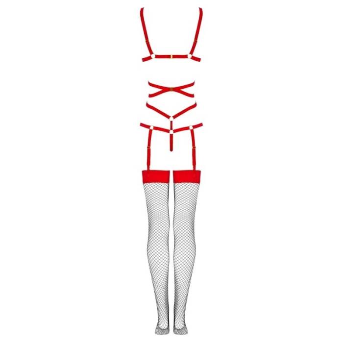 LIVCO CORSETTI FASHION - THIARA LC 20213 CONJUNTO CORPO + MEIAS VERMELHA L/XL