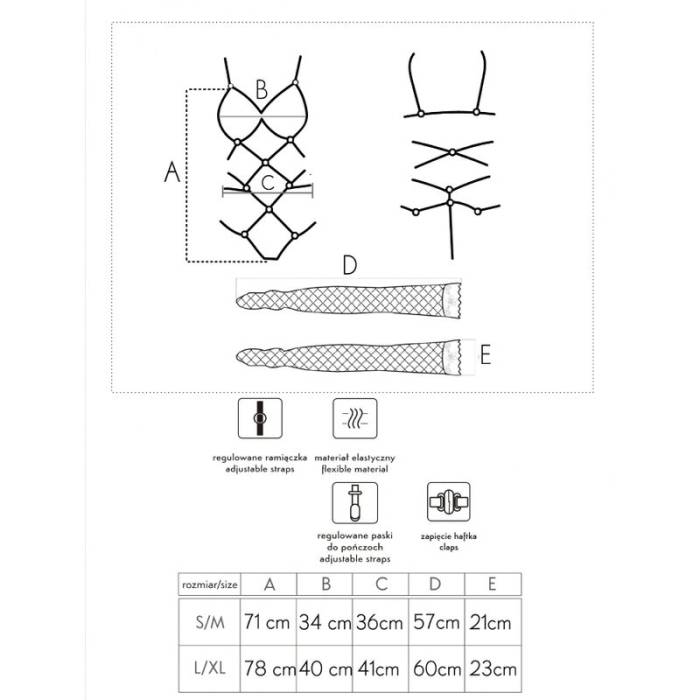 LIVCO CORSETTI FASHION - THIARA LC 20213 CONJUNTO CORPO + MEIAS PRETAS L/XL