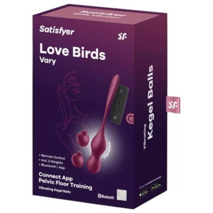 SATISFYER - LOVE BIRDS VARY BOLAS VIBRATÃRIAS APLICATIVO GRATUITO VINHO TINTO