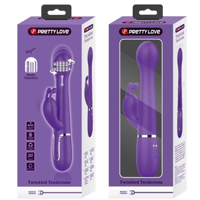 PRETTY LOVE - VIBRADOR COELHO DEJON 3 EM 1 MULTIFUNO ROXO