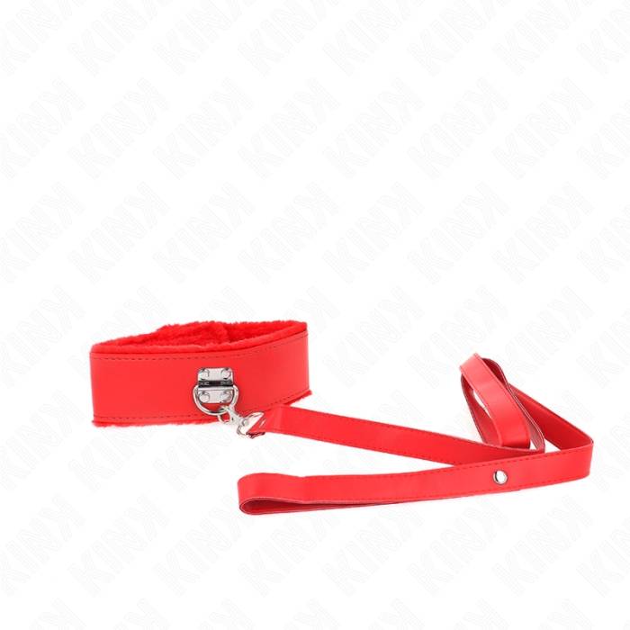 KINK - COLAR COM TRELA 116 CM COM PREGOS PRATA MODELO 4 VERMELHO AJUSTÃVEL 40-48 CM X 6 CM