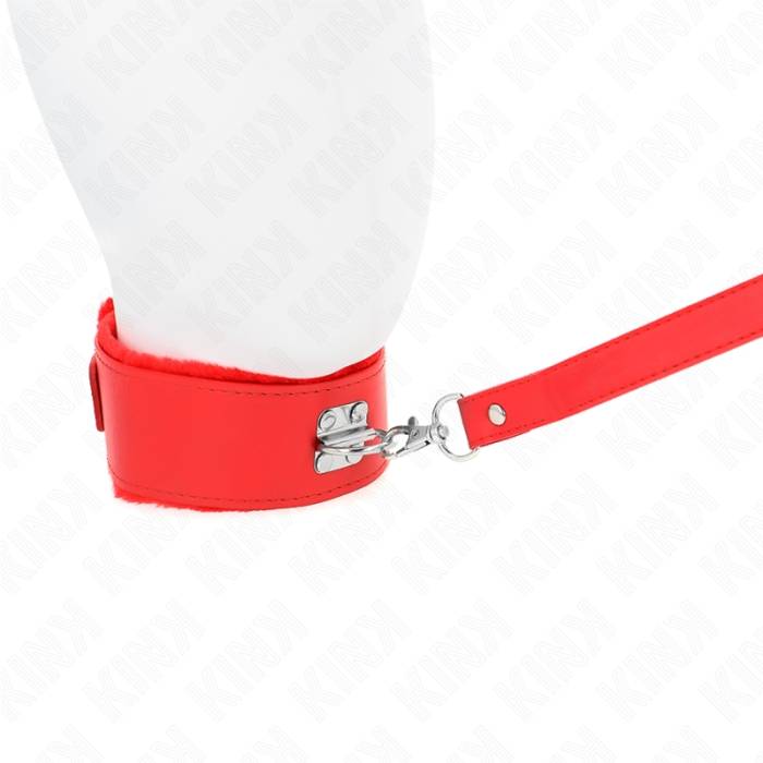 KINK - COLAR COM TRELA 116 CM COM PREGOS PRATA MODELO 4 VERMELHO AJUSTÃVEL 40-48 CM X 6 CM