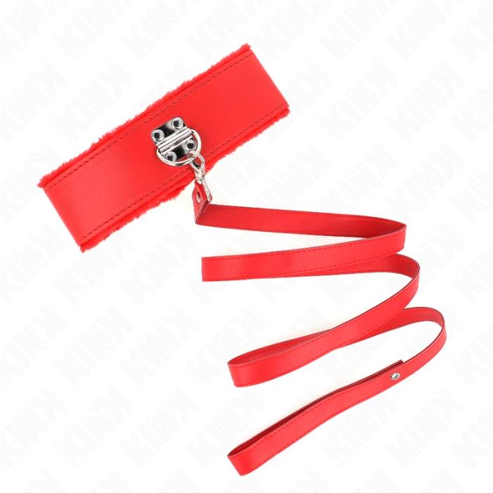 KINK - COLAR COM TRELA 116 CM COM PREGOS PRATA MODELO 4 VERMELHO AJUSTÃVEL 40-48 CM X 6 CM