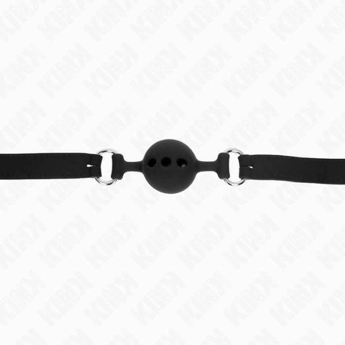 KINK - MORDAÃA COMPLETA DE SILICONE 55 x 2 CM COM BOLA DE 4 CM TAMANHO S PRETO AJUSTÃVEL 35-51 CM