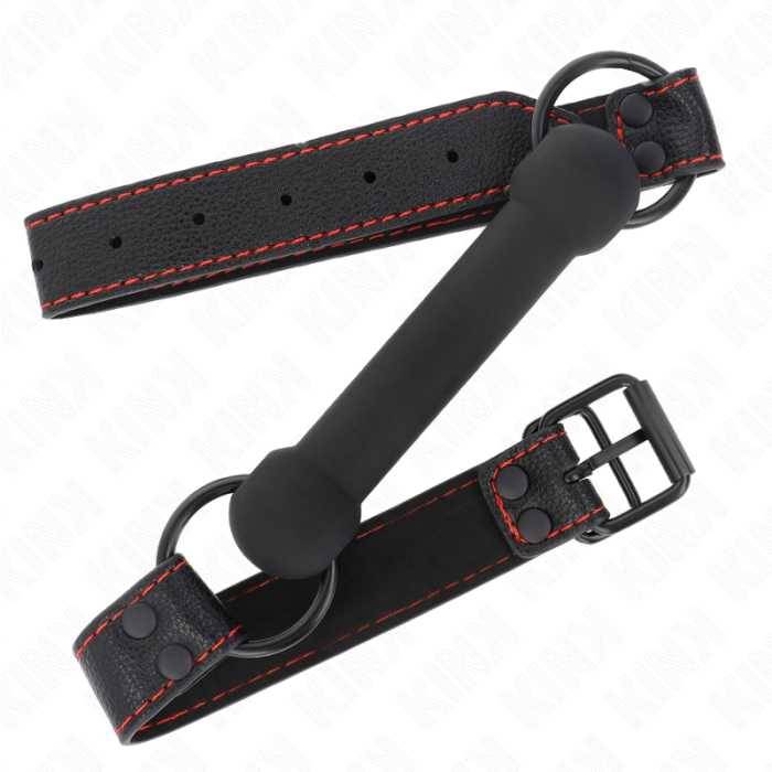 KINK - MORDAÃA DE OSSO COM ALÃA DE COURO PRETA AJUSTÃVEL 41-57 CM