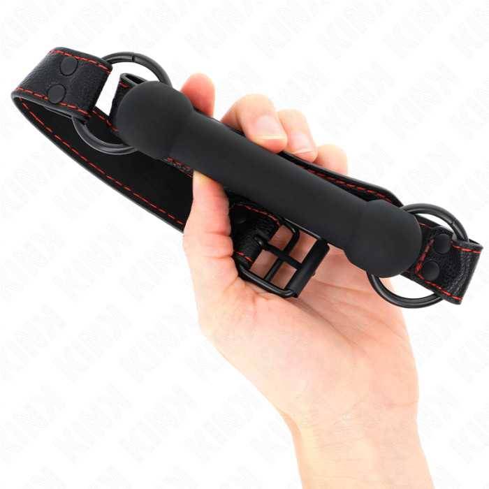 KINK - MORDAÃA DE OSSO COM ALÃA DE COURO PRETA AJUSTÃVEL 41-57 CM