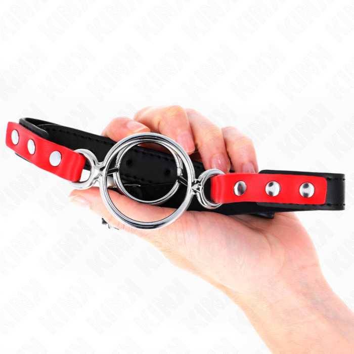 KINK - GAG COM MÃLTIPLOS O-RINGS 4 / 4,8 CM VERMELHO 38 X 56 CM