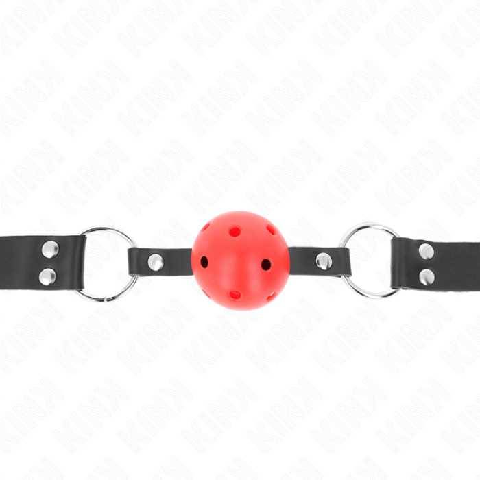KINK - BOLA RESPIRÃVEL 4 CM MORDAÃA COM REBITE DUPLO VERMELHO 62,5 x 2,5 CM AJUSTÃVEL 42-58 CM