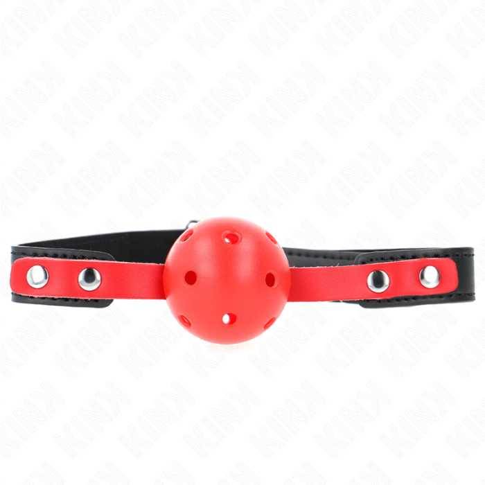 KINK - BOLA DURA OCA VERMELHA 4 CM GAG ALÃA PRETA 60 x 2 CM AJUSTÃVEL 37-52 CM