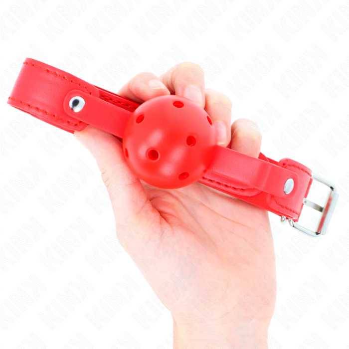 KINK - BOLA RESPIRÃVEL VERMELHA 4,5 CM MORDAÃA 65 x 2,5 CM
