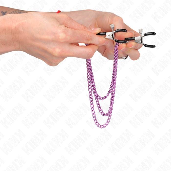 KINK - PINÃAS PARA BICOS COM 3 CORRENTES ROXO 20/23/28 CM