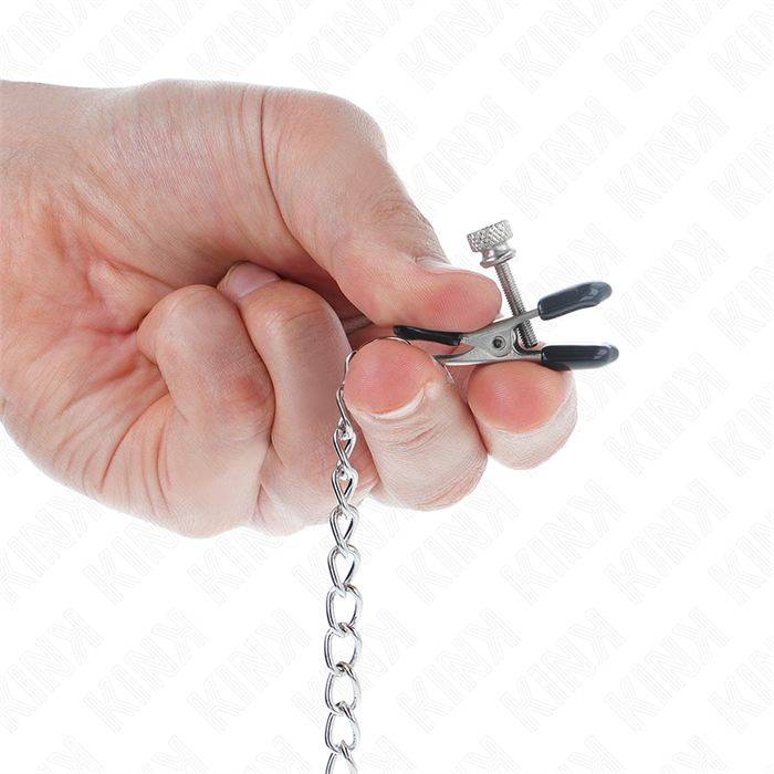 KINK - PINÃAS DE CORRENTE PLANA PRATA 34 CM