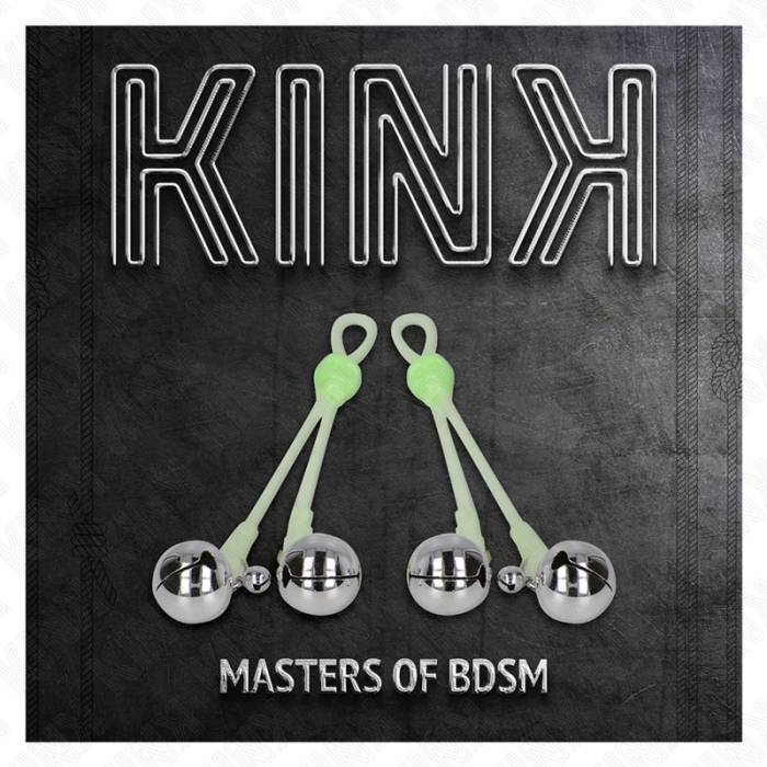 KINK - PINÃAS DE CRÃNIO LUMINOSAS COM ANEL SINOS AJUSTÃVEIS VERDE / PRATA