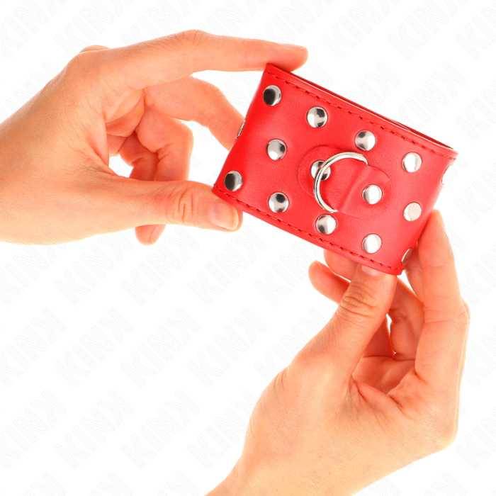 KINK - RETENÃÃES DE PULSO COM SNAP FASTEN COMPLETO DE REBITES VERMELHO AJUSTÃVEL 19-24 CM X 5,5 CM