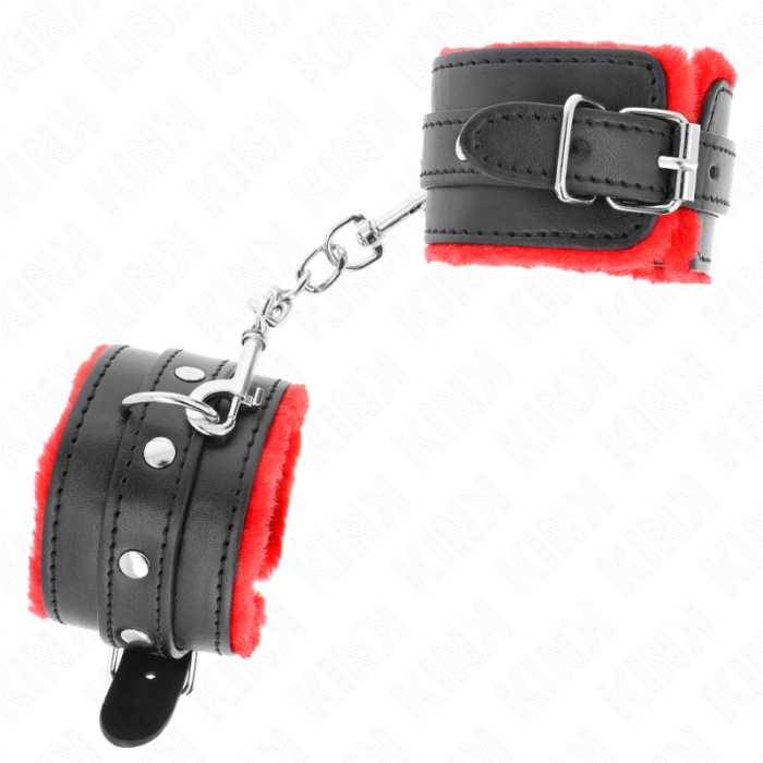 KINK - PULSO PREMIUM FORRO DE PELE VERMELHO COM CINTO PRETO AJUSTÃVEL 17-29 CM X 6 CM