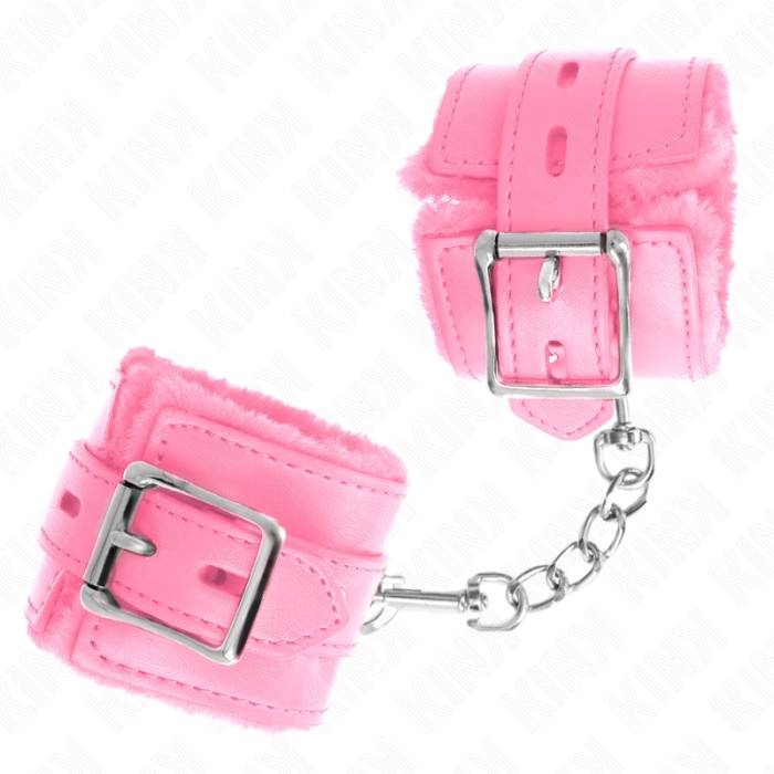 KINK - PULSO FORRO DE PELE COM FUROS QUADRADOS ROSA E CINTO ROSA AJUSTÃVEL 17-29 CM X 6 CM