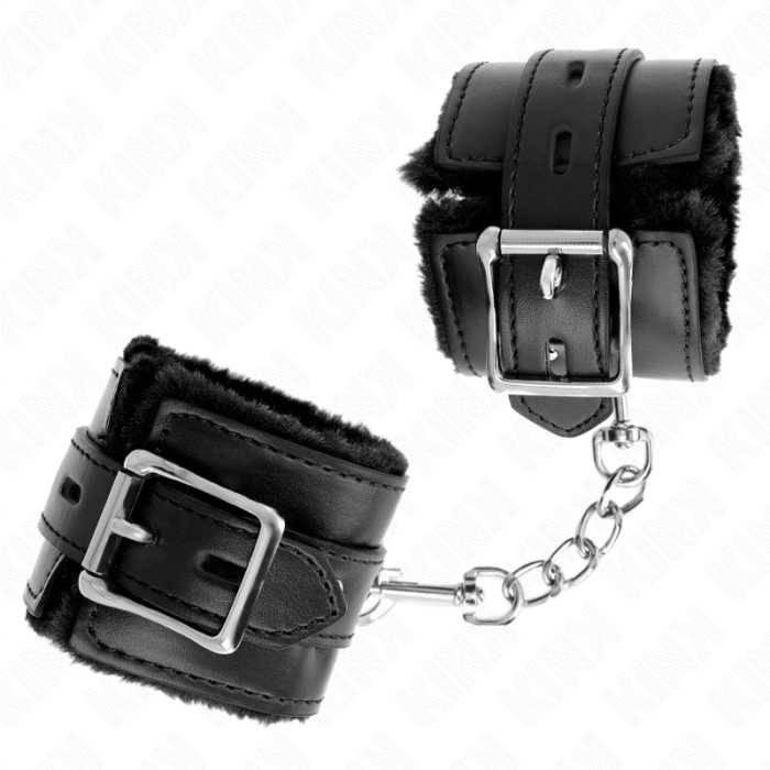 KINK - PULSO FORRO DE PELE COM FUROS QUADRADOS PRETO E CINTO PRETO AJUSTÃVEL 17-29 CM X 6 CM