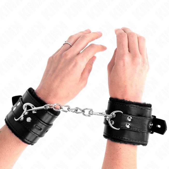KINK - PULSO FORRO DE PELE COM FUROS QUADRADOS PRETO E CINTO PRETO AJUSTÃVEL 17-29 CM X 6 CM