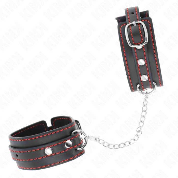KINK - PEQUENOS PUNHOS PRETOS COM FORRO VERMELHO AJUSTÃVEIS 14-24 CM X 3,5 CM