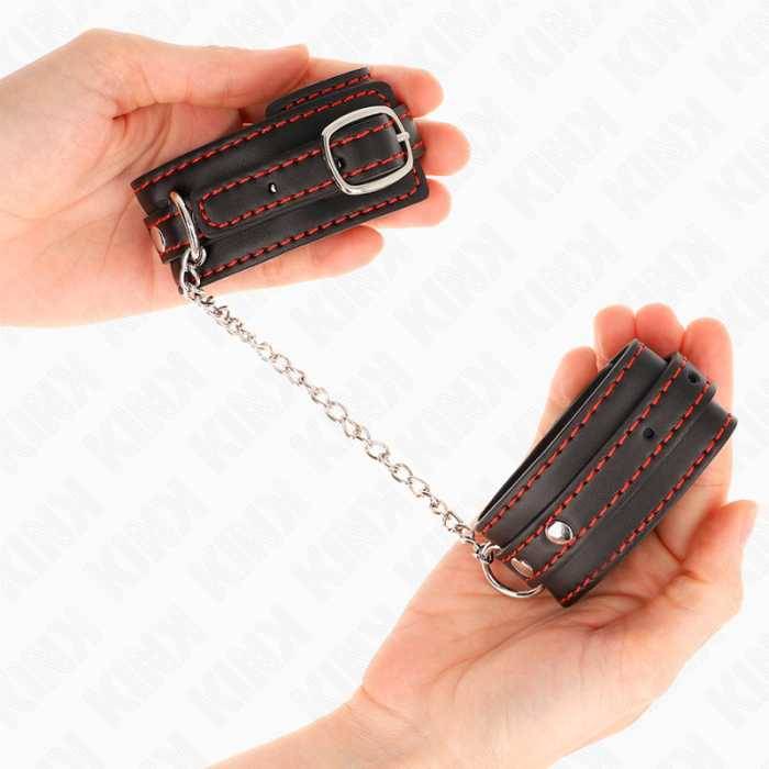 KINK - PEQUENOS PUNHOS PRETOS COM FORRO VERMELHO AJUSTÃVEIS 14-24 CM X 3,5 CM