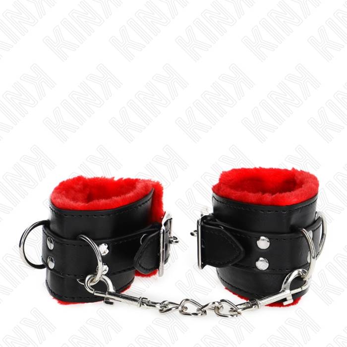 KINK - PULSO FORRO DE PELE COM FUROS QUADRADOS CINTO VERMELHO E PRETO AJUSTÃVEIS 17-29 CM X 6 CM