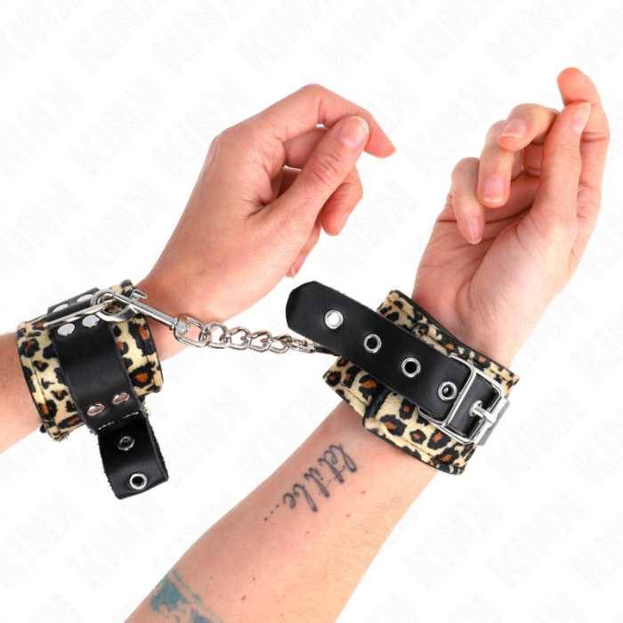 KINK - RETENÃÃO DE PULSO DE COURO REAL LEOPARDO AJUSTÃVEL 18-29 CM X 5,5 CM