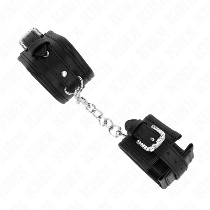 KINK - RETENÃÃES DE PULSO COM FIVELA DE RHINESTONE PRETO AJUSTÃVEIS 25-32 CM X 5,5 CM