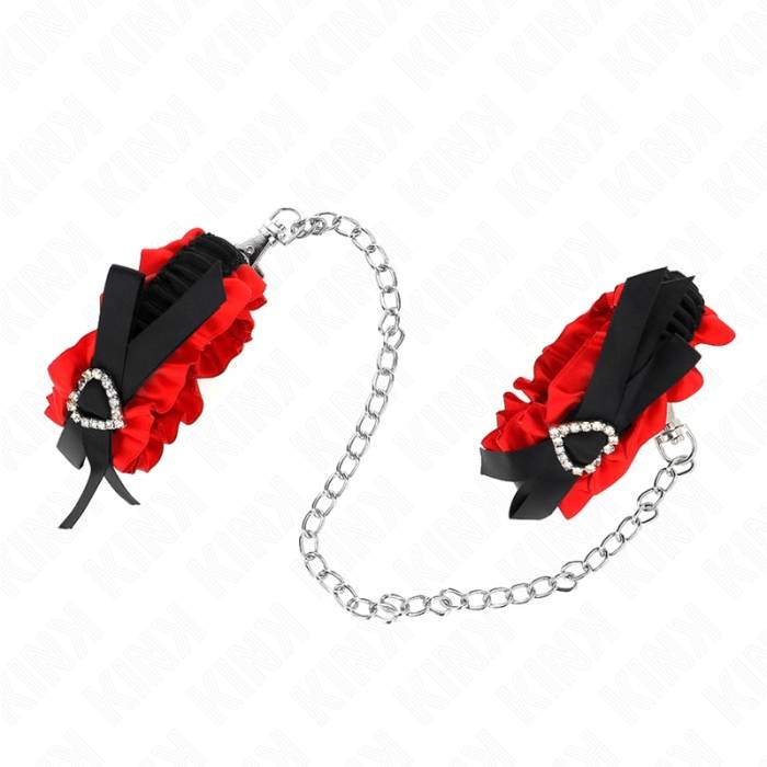 KINK - RETENÃÃES DE PUNHO ELÃSTICAS DE RENDA DETALHES DE CORAÃÃO VERMELHO AJUSTÃVEIS 22-35 CM