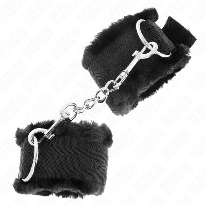 KINK - PULSO FORRO PELUDO PRETO AJUSTÃVEL 17-31 CM X 7 CM