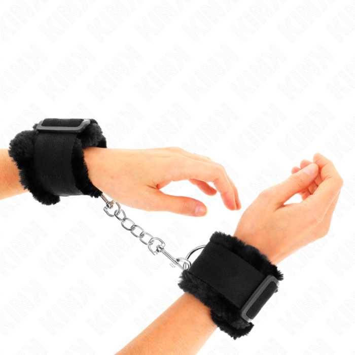KINK - PULSO FORRO PELUDO PRETO AJUSTÃVEL 17-31 CM X 7 CM