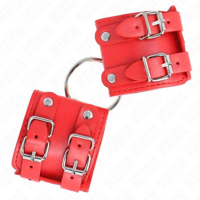 KINK - PULSO FIXO COM ANEL E PREGOS AJUSTÃVEIS VERMELHO 17-22 CM X 6,5 CM