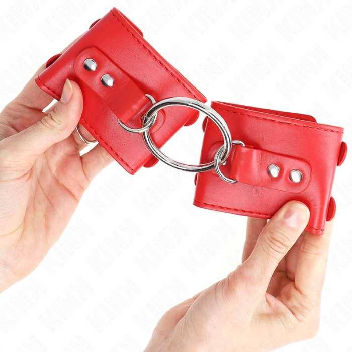 KINK - PULSO FIXO COM ANEL E PREGOS AJUSTÃVEIS VERMELHO 17-22 CM X 6,5 CM