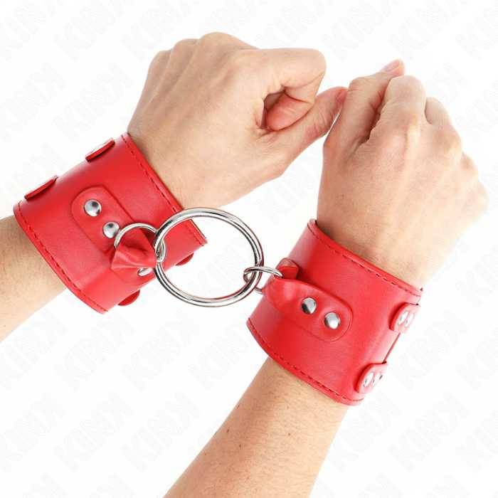KINK - PULSO FIXO COM ANEL E PREGOS AJUSTÃVEIS VERMELHO 17-22 CM X 6,5 CM