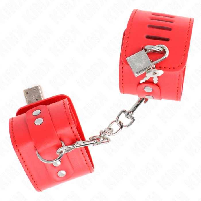 KINK - PUNHOS COM FECHO DE CADEADO VERMELHO AJUSTÃVEL 16-23 CM X 5,5 CM