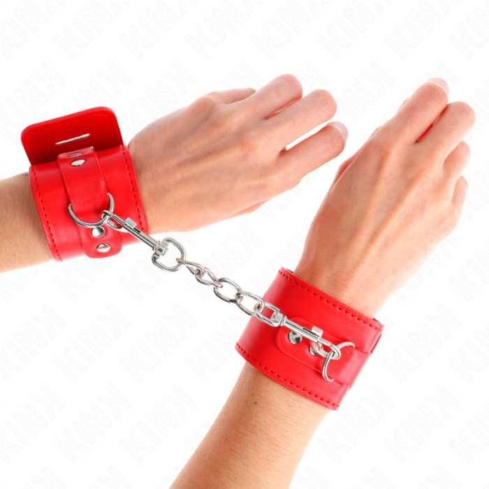 KINK - PUNHOS COM FECHO DE CADEADO VERMELHO AJUSTÃVEL 16-23 CM X 5,5 CM