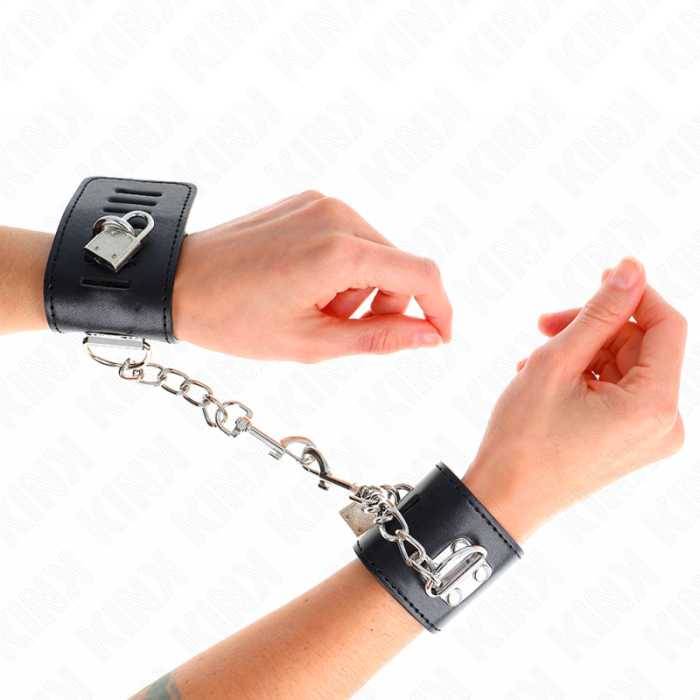 KINK - PULSO COM FECHO DE CADEADO PRETO AJUSTÃVEL 16-23 CM X 5,5 CM