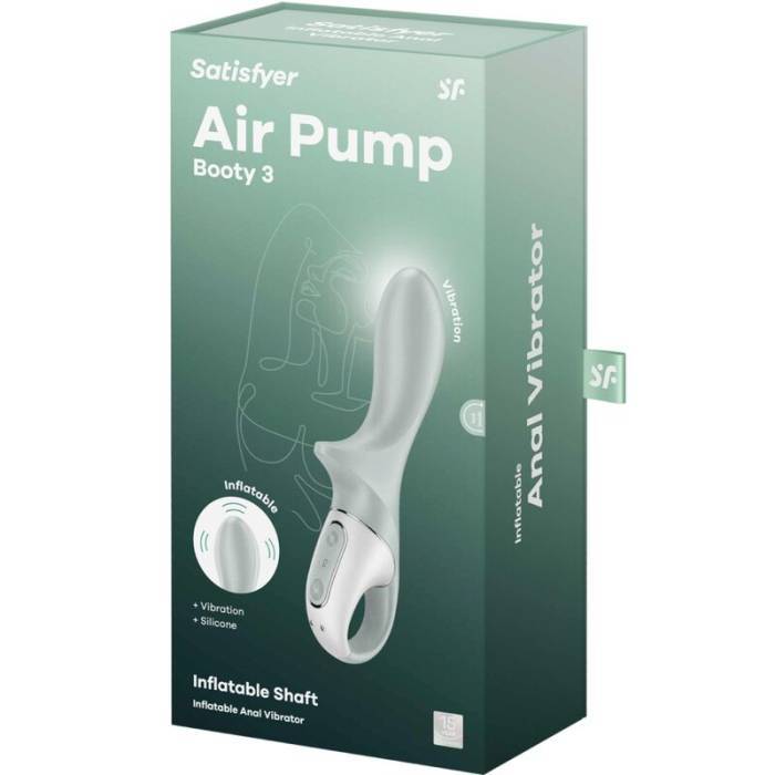SATISFYER - AIR PUMP BOOTY 3 VIBRADOR ANAL INFLÃVEL GREYGREEN