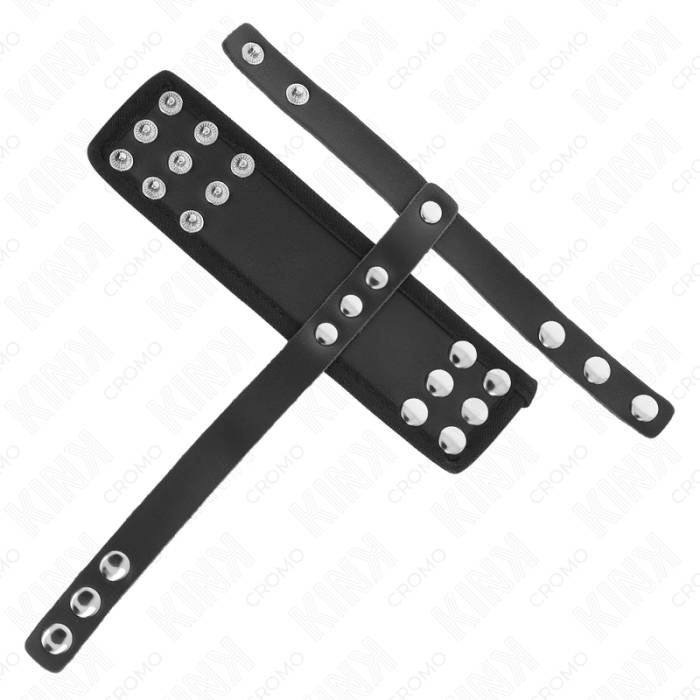 KINK - ANEL DE GAIOLA DE PÃNIS DE COURO COM TIRA DIVISORA DE BOLAS REVESTIDA AJUSTÃVEL