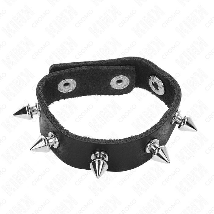 KINK - ANEL DE COURO PARA PÃNIS COM FECHO DE PRESSÃO FORRO VERMELHO 21 X 1,5 CM