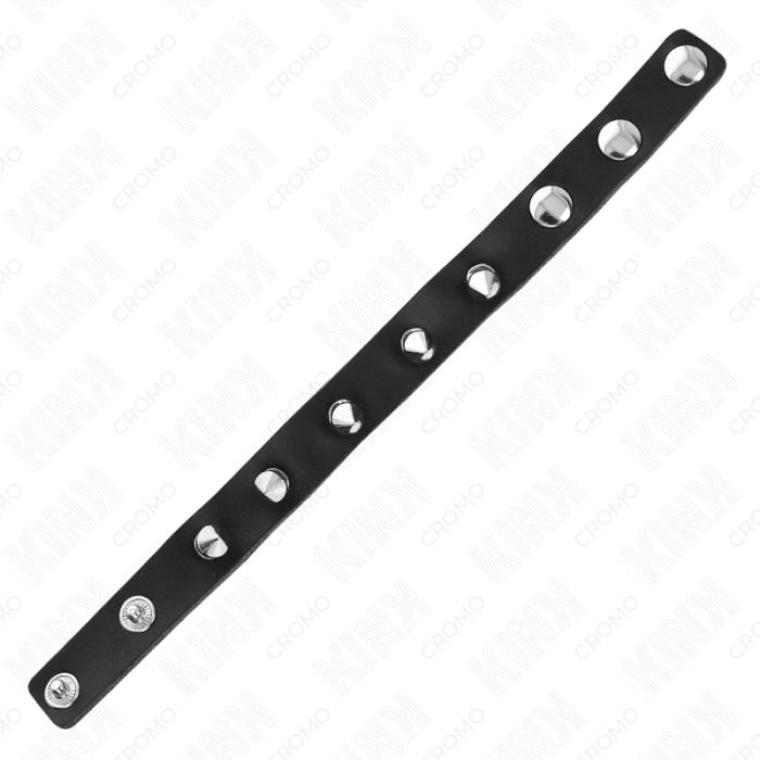 KINK - ANEL DE COURO PARA PÃNIS COM FECHO DE PRESSÃO FORRO VERMELHO 21 X 1,5 CM