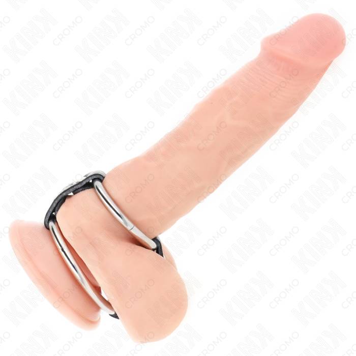 KINK - ANEL DUPLO PARA PÃNIS DE 3,8 CM A 5 CM CONECTADO POR COURO