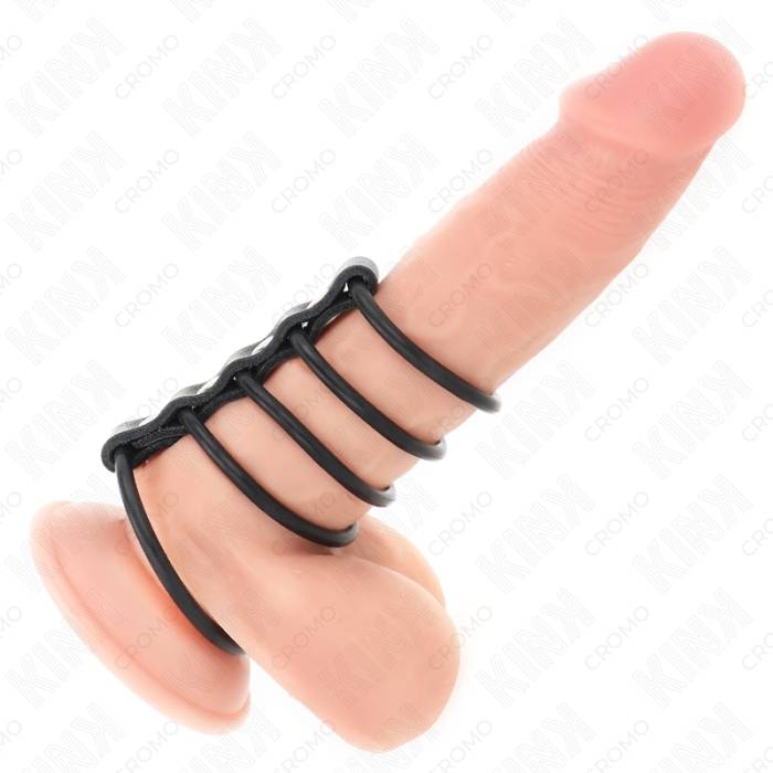 KINK - 5 ANÃIS DE SILICONE 3,8 CM A 4,8 CM CONECTADOS POR COURO