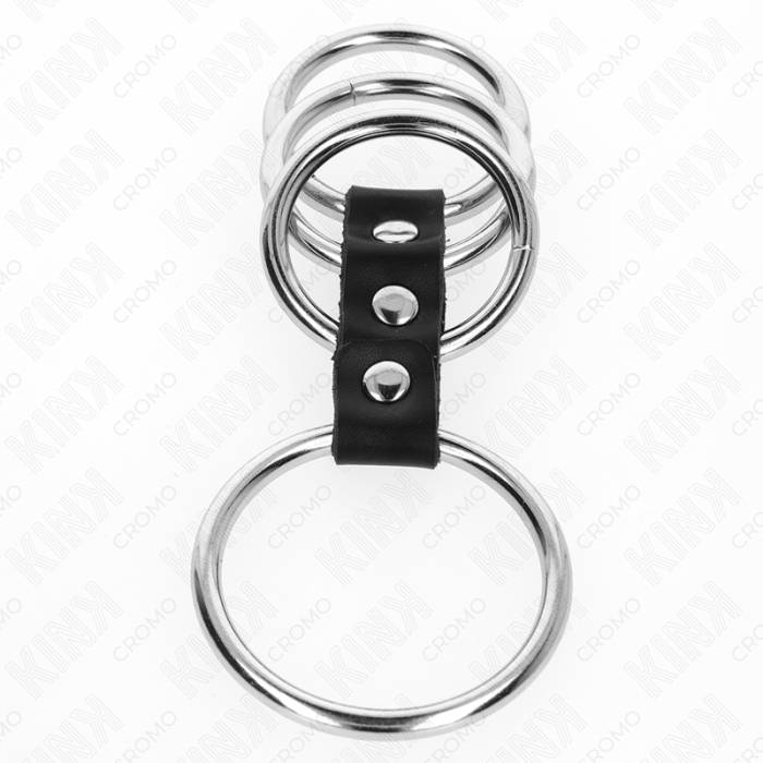 KINK - 4 ANÃIS DE METAL DE 3,7 CM A 5 CM CONECTADOS POR COURO