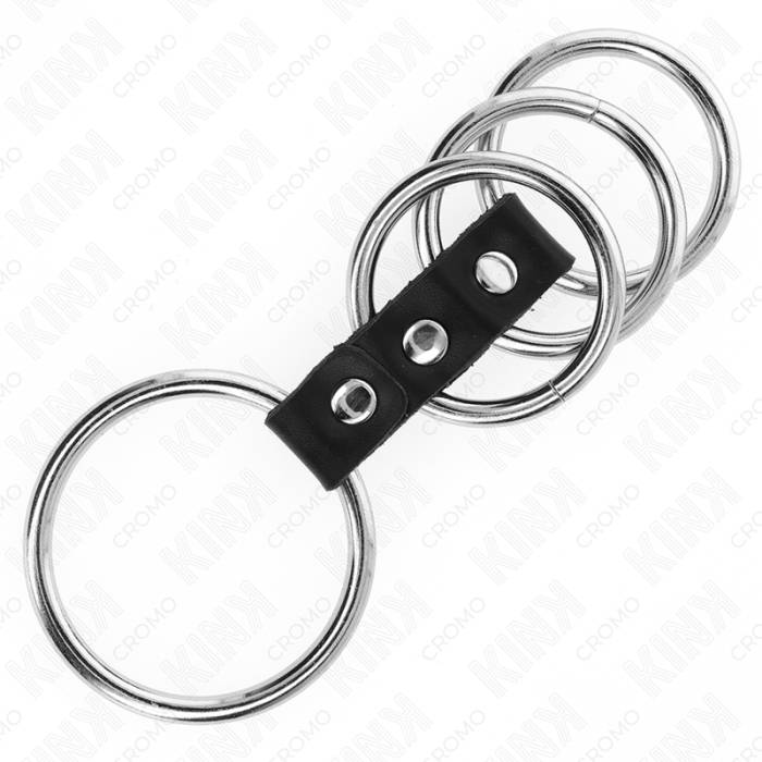KINK - 4 ANÃIS DE METAL DE 3,7 CM A 5 CM CONECTADOS POR COURO