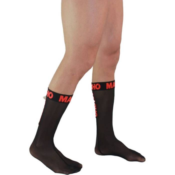 MACHO - MEIAS FINAS TAMANHO ÃNICO PRETO/VERMELHO